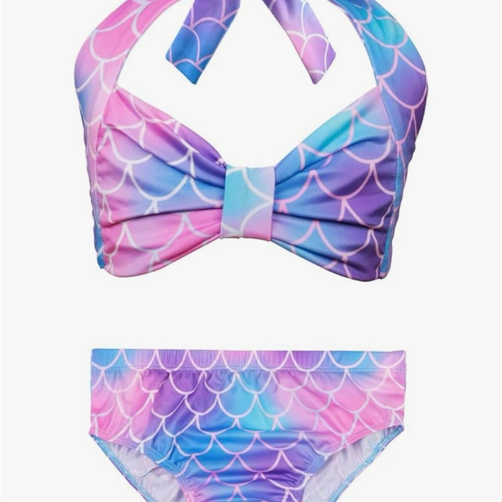 Girls Mermaid Swimming Set - Bikini Costume, Sz 5-6 - Picture 3 of 6